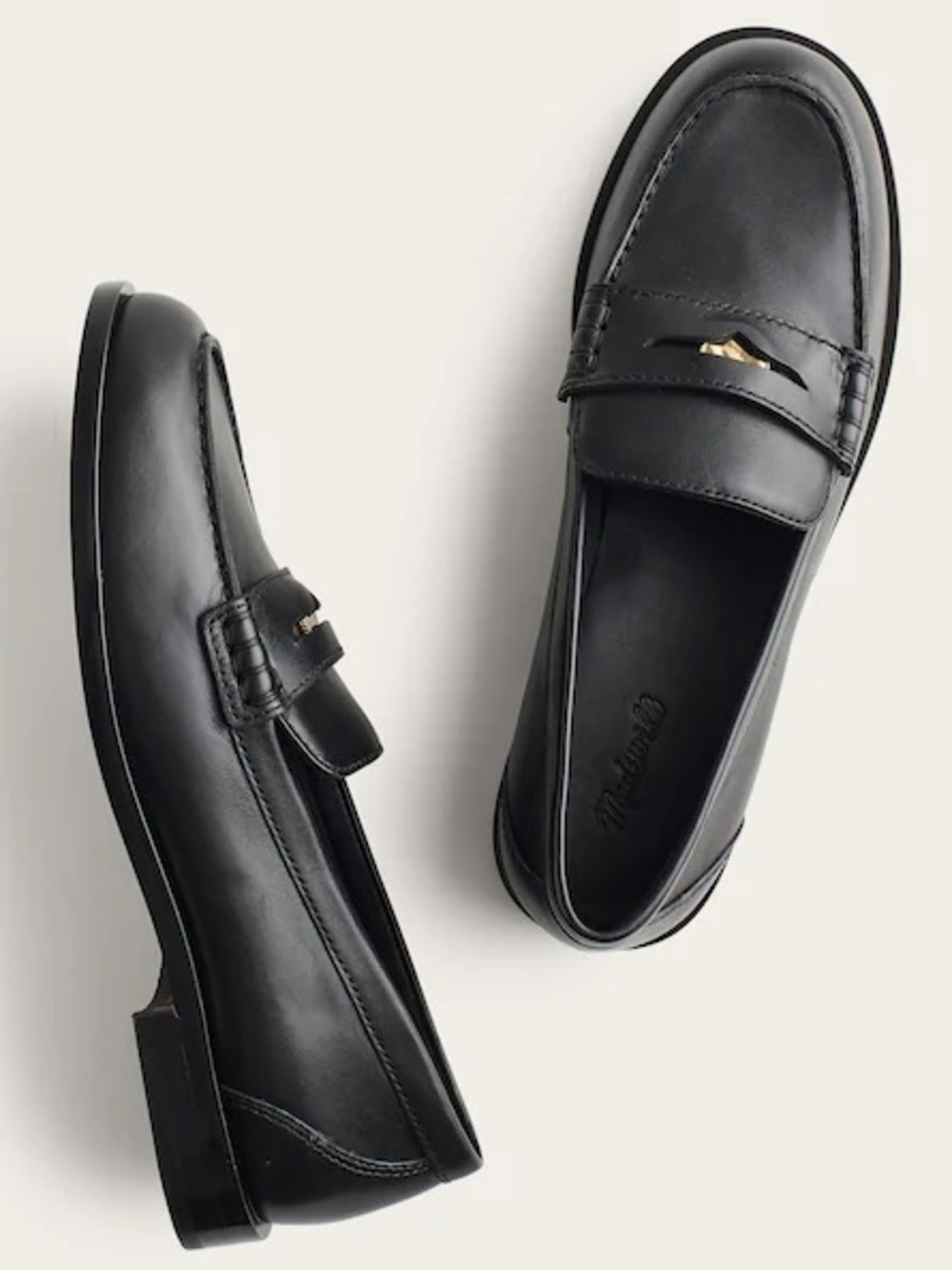NWOB MADEWELL Women's The Grayson Penny Loafer True Black Leather Size 9.5 NX647 - Picture 2 of 15